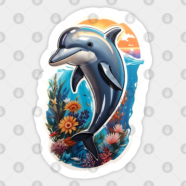 Dolphin Sticker by Buff Geeks Art